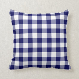 Navy och White Gingham Mönster Kudde