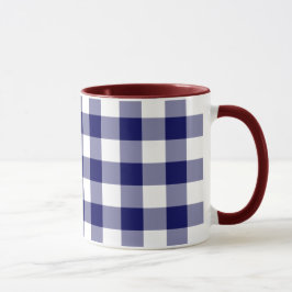Navy och White Gingham Mönster Mugg