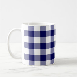 Navy och White Gingham Mönster Mugg