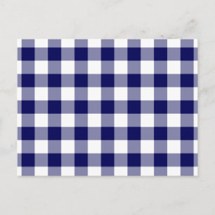 Navy och White Gingham Mönster Vykort