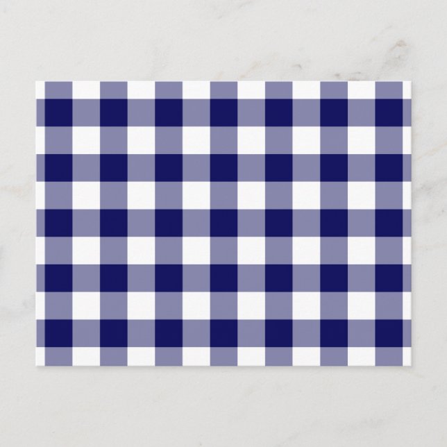 Navy och White Gingham Mönster Vykort (Framsida)