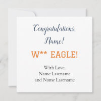 NAVY, ORANGE Auburn,Alabama Personlig Gift-kort