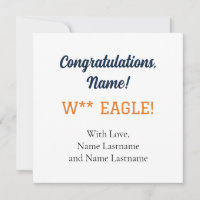NAVY, ORANGE Auburn,Alabama Personlig Gift-kort