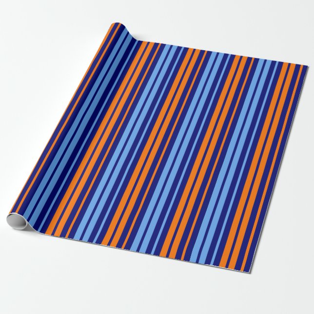 Navy Orange Cyan Vertikala Randiga Design   Presentpapper (Utrullad)