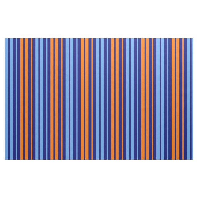 Navy Orange Cyan Vertikala Randiga Design   Tyg (Fat Quarter)