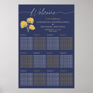 Navy Palm Tropisk Botanisk Välkomstbröllop Poster
