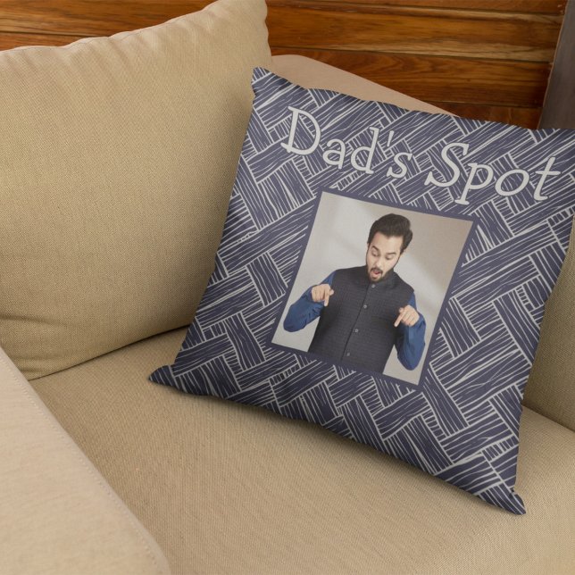 Navy Pappa Spot Couch Photo Fars dag Gift Kudde (Skapare uppladdad)