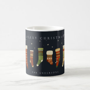 NAVY PASTEL RED GRÖNT STAR CHIRSTMAS-BESTÅND KAFFEMUGG
