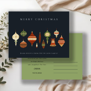 NAVY PASTEL RED GRÖNT STAR CHIRSTMAS-ORNADER HELG VYKORT