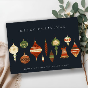 NAVY PASTEL RED GRÖNT STAR CHIRSTMAS-ORNADER JULKORT