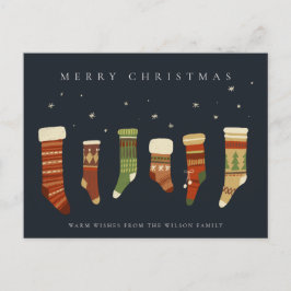 NAVY PASTEL RED GRÖNT STAR CHIRSTMAS STOCKINGS HELG VYKORT