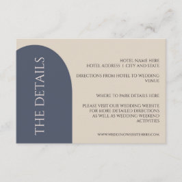 NAVY & PEACH ARCH BRÖLLOP DETAILS ENCLOSURE CARD TILLÄGGSKORT