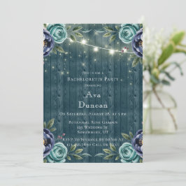Navy Peonies and Turcos Ro Bachelorette Party Inbjudningar