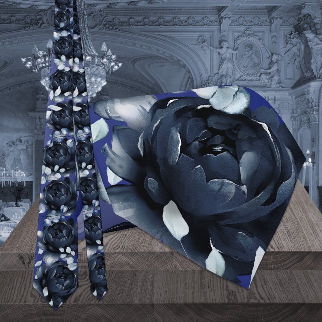 Navy Peonies Dusty Blue Greenery Bröllop Slips (Skapare uppladdad)