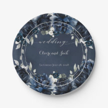Navy Peony Bröllop 7 Inch Luncheon
