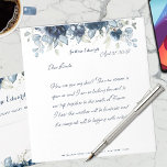 Navy Peony Dusty Blue Eucalyptus Anteckningsblock<br><div class="desc">Ett marint blått anteckningsblock med en vattenfärgad peonier och en dammig blå eukalyptus bouquet utmed överkanten,  med ditt namn under och ditt utsändande adress centrerat längs grund på plattan.</div>