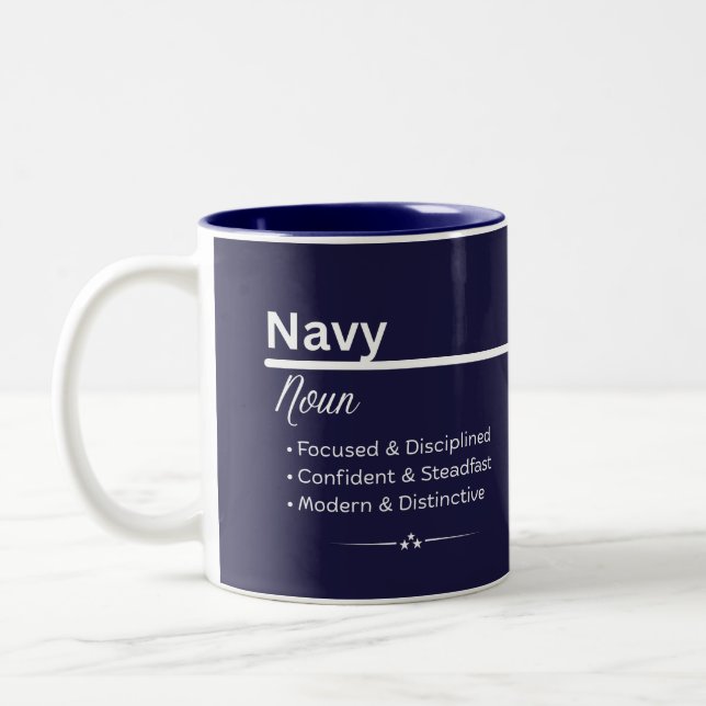 Navy Personalized Name Coffee Mug Två-Tonad Mugg (Vänster)