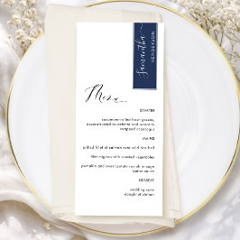 Navy Personlig med gästnamn Elegant meny