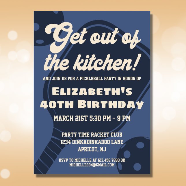 Navy Pickleball-fest Sportsliknande paddlar Födels Inbjudningar (Skapare uppladdad)