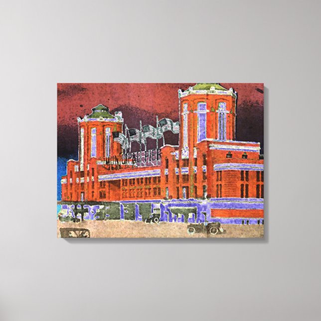 Navy Pier Chicago 1920's Watercolor Art Windy City Canvastryck (Framsida)