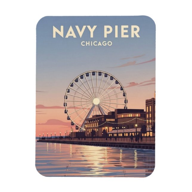 Navy Pier Chicago Illinois Resa Magnet (Vertikal)