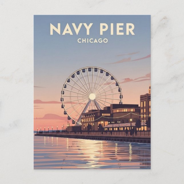 Navy Pier Chicago Illinois Travel Vykort (Framsida)