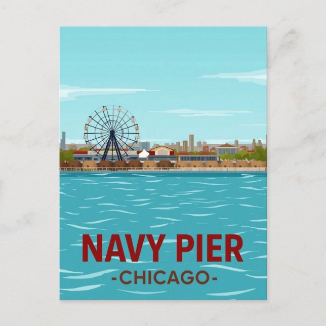 Navy Pier: Chicago Lakefront Fun Vykort (Framsida)