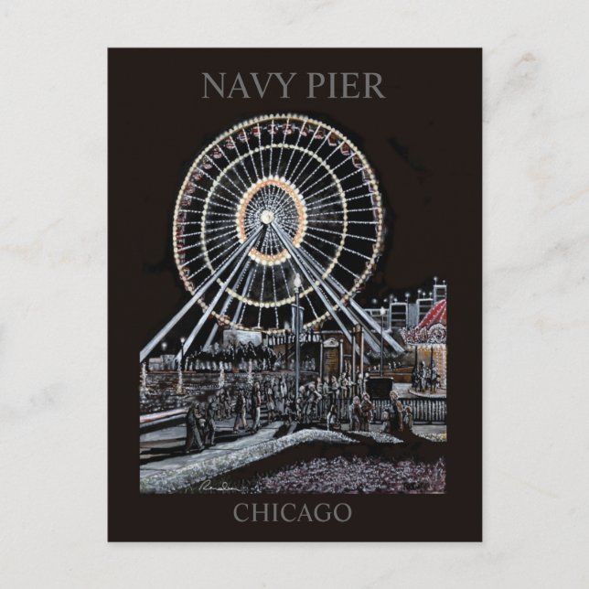 Navy Pier Chicago Postcard Vykort (Framsida)