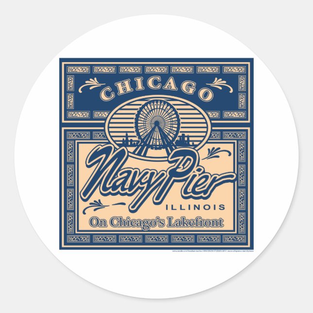 Navy Pier Chicago Runt Klistermärke (Framsida)