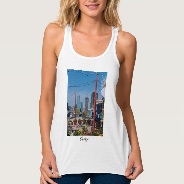 Navy Pier Lines Tanktop Linne Med Racerback (Framsida)