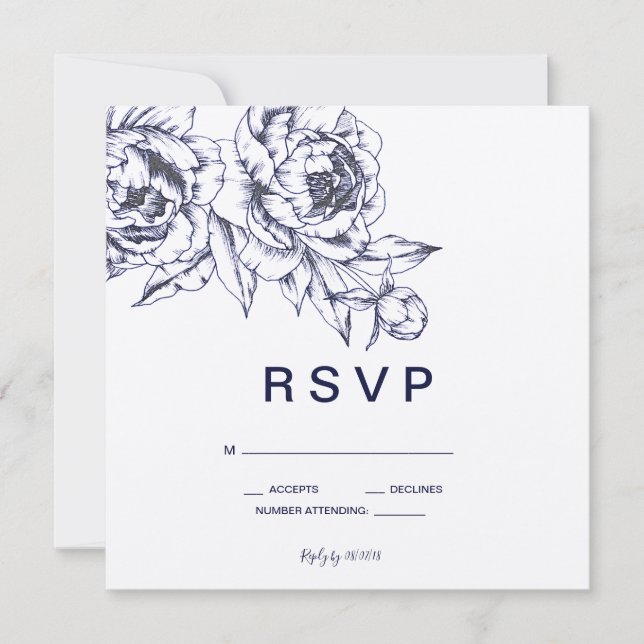 Navy Pion Enkel RSVP Inbjudningar (Framsida)