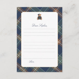 Navy Plaid Teddy Bear Tjej Tids kapsel Kort