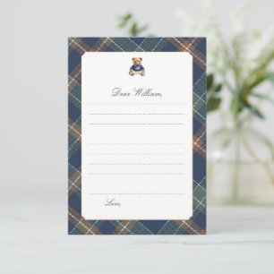 Navy Plaid Teddybjörn Tidskapsel Kort