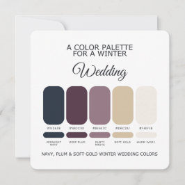 Navy Plum Soft Gold Winter Wedding Palette Card Inbjudningar