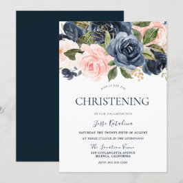 Navy & Pojke eller Girls Christening Baptism Inbjudningar