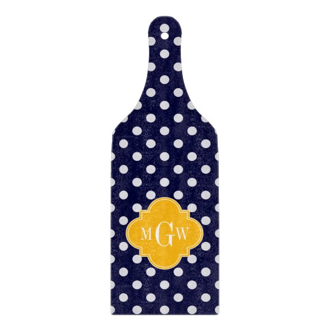 Navy Polka Dot Goldenrod Quatrefoil 3 Monogram (Framsidan)