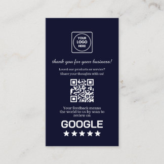 Navy QR | Google Reviews Anpassad Tacklänk Visitkort