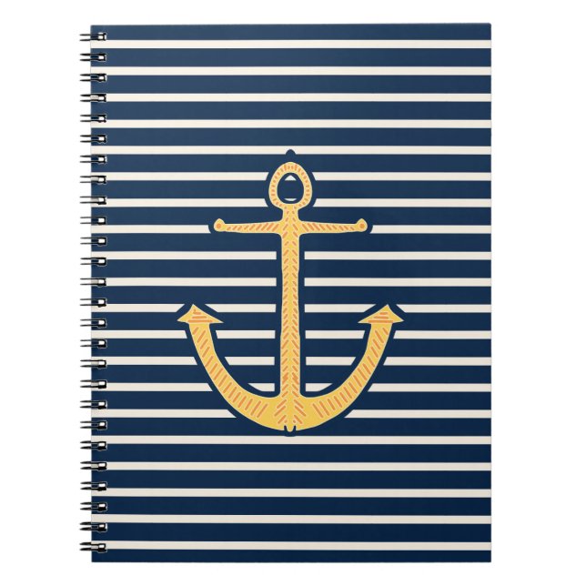 Navy Rand Anchor Anteckningsbok Med Spiral (Framsidan)