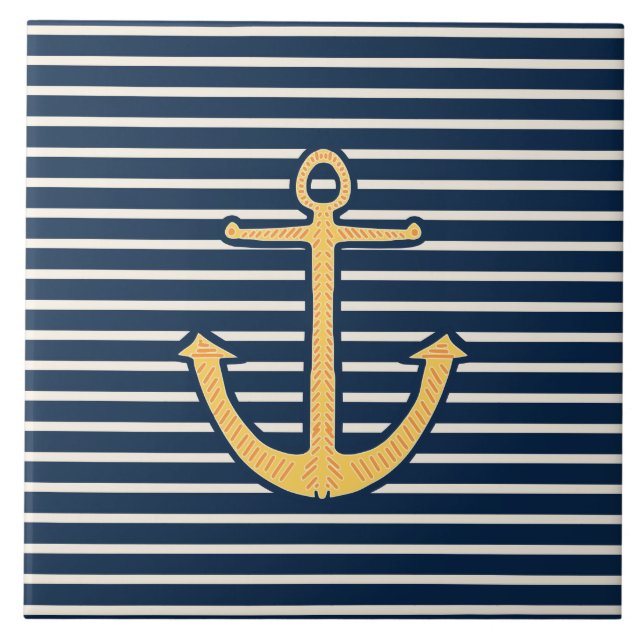 Navy Rand Anchor Kakelplatta (Framsidan)