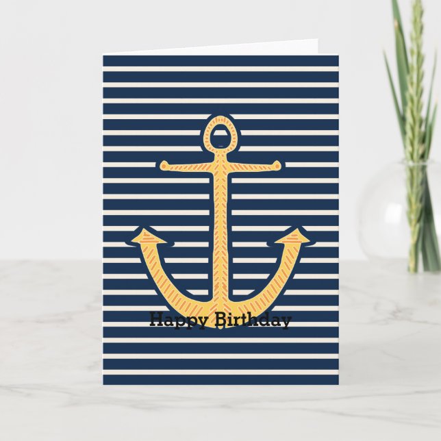 Navy Rand Anchor Kort (Framsida)