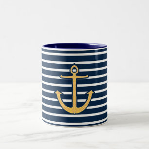 Navy Rand Anchor Två-Tonad Mugg