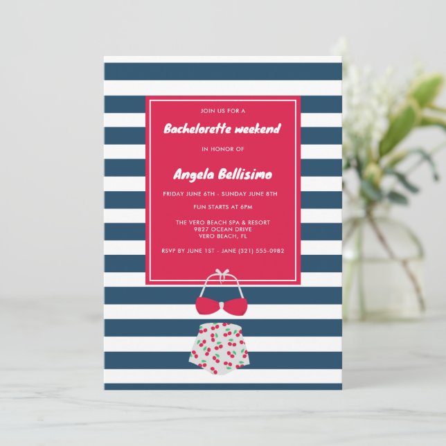 Navy Rand Beach Bachelorette Helg (Stående Fram)