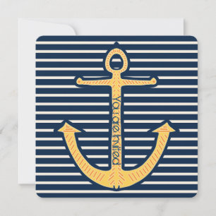 Navy-ränder Ankar Baby Shower Inbjudningar