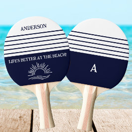 Navy Randig Monogram Familj Nautilus Pingisracket