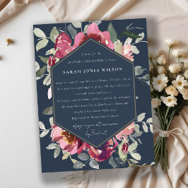NAVY RED  RO BLOMMIGT ENHET BY BABY SHOWER VYKORT