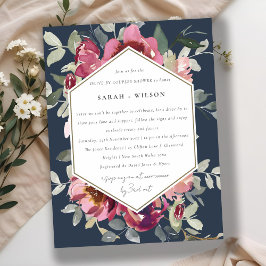 NAVY RED  RO BLOMMIGT ENHET BY PAR SHOWER VYKORT