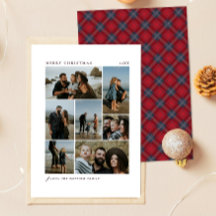 Navy Red Tartan Jul Familj 7 Foto Collage