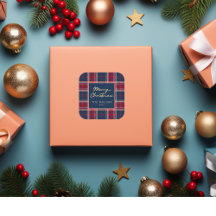 Navy Red Tartan Play Modern Elegant Minimalist