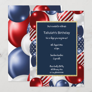 NAVY RED & WHITE PATRIOTIC ELEGANT INBJUDNINGAR