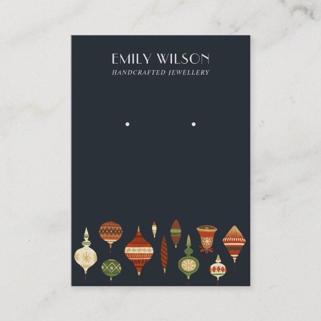 NAVY RETRO CHRISTMAS ORNATION STUDES FÖREGÅENDE VI VISITKORT (Framsida)